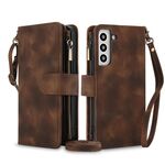 Per Samsung Galaxy S22+ 5G Dream 9-Card Zipper Wallet RFID Custodia in pelle per telefono con cordino (marrone)