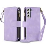 Per Samsung Galaxy S22+ 5G Dream 9-Card Zipper Wallet RFID Custodia in pelle per telefono con cordino (viola)