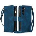 Per Samsung Galaxy S23 5G Dream 9-Card Zipper Wallet RFID Custodia in pelle per telefono con cordino (blu)