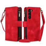 Per Samsung Galaxy S23 5G Dream 9-Card Zipper Wallet RFID Custodia in pelle per telefono con cordino (rosso)