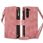 Per Samsung Galaxy S23 5G Dream 9-Card Zipper Wallet RFID Custodia in pelle per telefono con cordino (oro rosa)