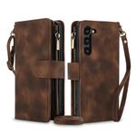 Per Samsung Galaxy S23 5G Dream 9-Card Zipper Wallet RFID Custodia in pelle per telefono con cordino (marrone)
