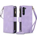 Per Samsung Galaxy S23 5G Dream 9-Card Zipper Wallet RFID Custodia in pelle per telefono con cordino (viola)