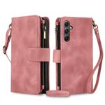 Per Samsung Galaxy S24 5G Dream 9-Card Zipper Wallet RFID Custodia in pelle per telefono con cordino (oro rosa)
