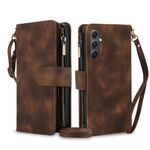 Per Samsung Galaxy S24 5G Dream 9-Card Zipper Wallet RFID Custodia in pelle per telefono con cordino (marrone)