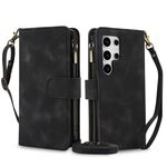 Per Samsung Galaxy S24 Ultra Dream 9-Card Zipper Wallet RFID Custodia in pelle per telefono con cordino (nero)