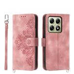 Per Xiaomi 14T Custodia in pelle con motivo a fiori in rilievo e portafoglio (rosa)