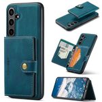 Per Samsung Galaxy S24 FE 5G JEEHOOD J01 Retro Custodia per telefono con portafoglio magnetico staccabile (blu)