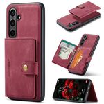 Per Samsung Galaxy S24 FE 5G JEEHOOD J01 Retro Custodia per telefono con portafoglio magnetico staccabile (rosso)