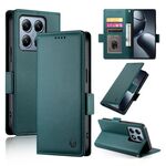 Per Xiaomi 14T Pro Custodia per telefono in pelle smerigliata magnetica con fibbia laterale (verde scuro)
