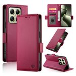Per Xiaomi 14T Custodia per telefono in pelle smerigliata magnetica con fibbia laterale (rosso vino)