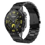Per Huawei Watch GT 5 46mm Cinturino per orologio in acciaio inossidabile con fibbia piatta curva a tre perline (nero)