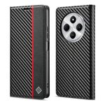 Per Redmi 14C 4G LC.IMEEKE Custodia in pelle con texture in fibra di carbonio (nero verticale)