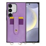 For Samsung Galaxy S24+ 5G Skin Card Bag Crossbody Lanyard Phone Case(Purple)
