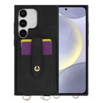 For Samsung Galaxy S24+ 5G Skin Card Bag Crossbody Lanyard Phone Case(Black)
