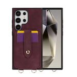 For Samsung Galaxy S24 Ultra 5G Skin Card Bag Crossbody Lanyard Phone Case(Red)