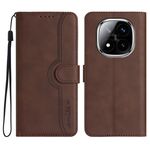 Per Redmi Note 14 Pro+ 5G Custodia in pelle con motivo a cuore (marrone)