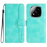 Per Redmi Note 14 Pro+ 5G Custodia in pelle con motivo a cuore (azzurro chiaro)