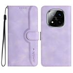 Per Redmi Note 14 Pro+ 5G Custodia in pelle con motivo a cuore (viola)