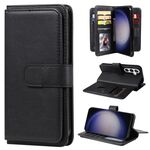 Per Samsung Galaxy S25 / S24 5G Portafoglio multifunzione 10 slot per carte Custodia in pelle per telefono (nero)