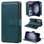 Per Samsung Galaxy S25+ / S24+ 5G Portafoglio multifunzione 10 slot per carte Custodia in pelle per telefono (verde scuro)