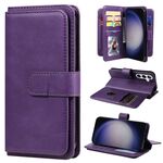 Per Samsung Galaxy S25+ / S24+ 5G Portafoglio multifunzione 10 slot per carte Custodia in pelle per telefono (viola)