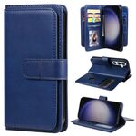 Per Samsung Galaxy S25+ / S24+ 5G Portafoglio multifunzione 10 slot per carte Custodia in pelle per telefono (blu scuro)