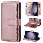 Per Samsung Galaxy S25+ / S24+ 5G Portafoglio multifunzione 10 slot per carte Custodia in pelle per telefono (oro rosa)