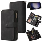 Per Samsung Galaxy S25+ / S24+ 5G Custodia in pelle con cerniera e slot per schede multiple (nero)