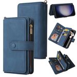 Per Samsung Galaxy S25+ / S24+ 5G Custodia in pelle con cerniera e slot per schede multiple (blu)