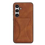 Per Samsung Galaxy S24 FE 5G Custodia protettiva antiurto ultrasottile con supporto (marrone)