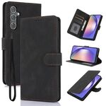 Per Samsung Galaxy S23 FE 5G Custodia per telefono in pelle di vitello con texture Fantasy Skin-feel (nero)