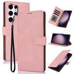 Per Samsung Galaxy S24 Ultra 5G Custodia per telefono in pelle di vitello con texture Fantasy Skin-feel (rosa)