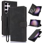 Per Samsung Galaxy S24 Ultra 5G Custodia per telefono in pelle di vitello con texture Fantasy Skin-feel (nero)