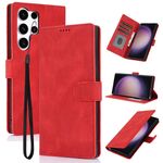 Per Samsung Galaxy S24 Ultra 5G Custodia per telefono in pelle di vitello con texture Fantasy Skin-feel (rosso)