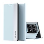 Per Xiaomi 14T Custodia per telefono in pelle con assorbimento elettrolitico laterale (blu)