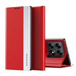 Per Xiaomi 14T Custodia per telefono in pelle adsorbimento elettrolitico laterale (rosso)