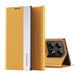 For Xiaomi 14T Pro Side Electroplated Adsorption Leather Phone Case(Yellow)