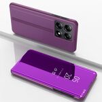 Per Xiaomi 14T Pro Custodia per telefono in pelle con supporto a specchio orizzontale placcato (viola)
