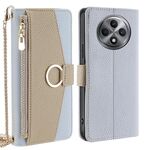 Per OPPO Reno12 F 5G Custodia a tracolla in pelle con texture Litchi (blu)