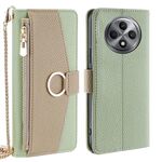 Per OPPO Reno12 F 5G Custodia a tracolla in pelle con texture Litchi (verde)