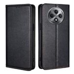 Per OPPO Reno12 F 5G Custodia magnetica in pelle tinta unita Gloss Oil (Nero)
