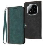 Per Redmi Note 14 Pro+ 5G Custodia in pelle con cinturino a doppia piega e fibbia laterale (verde scuro)