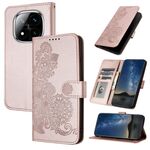Per Redmi Note 14 Pro+ 5G Datura Flower Embossed Flip Custodia in Pelle per Telefono (Oro Rosa)