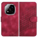 Per Redmi Note 14 Pro+ 5G YX0060 Custodia in pelle con motivo a testa di elefante e cordino (rosso rosa)