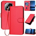 Per Redmi Note 14 Pro+ 5G YX0070 Custodia in pelle con fibbia in fibra di carbonio e cordino (rosso)