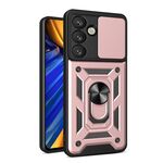 Per Samsung Galaxy S25 5G Custodia per fotocamera scorrevole in TPU+PC (oro rosa)