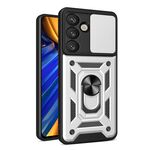 Per Samsung Galaxy S25 5G Custodia per fotocamera scorrevole in TPU+PC (argento)