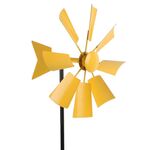 Decorazione da giardino rustico per esterni con mulino a vento rotante, artigianato del paesaggio (giallo)