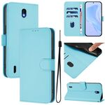 For Nokia C01 Plus / C1 2nd Edition Skin Feel Solid Color Leather Phone Case with Lanyard(Sky Blue)